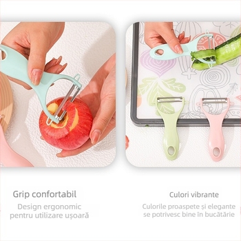 Curățător de fructe și legume multifuncțional, cu corp ceramic și ABS, pentru decojirea cartofilor, merelor și castraveților
