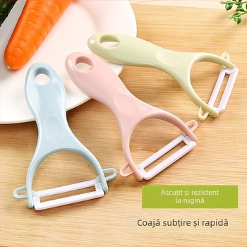 Curățător de fructe și legume multifuncțional, cu corp ceramic și ABS, pentru decojirea cartofilor, merelor și castraveților
