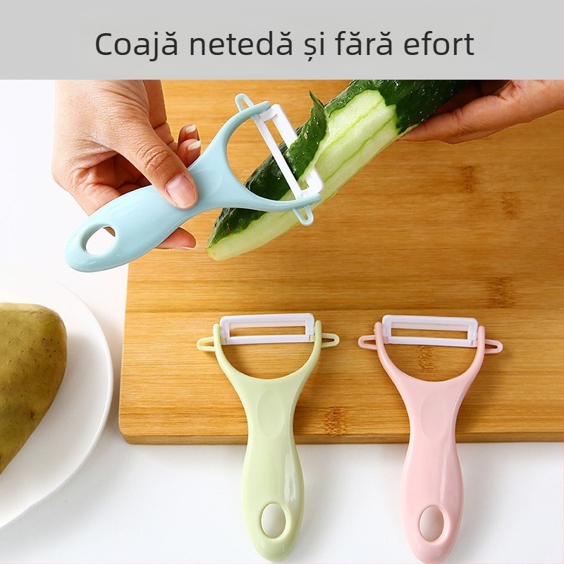 Curățător de fructe și legume multifuncțional, cu corp ceramic și ABS, pentru decojirea cartofilor, merelor și castraveților