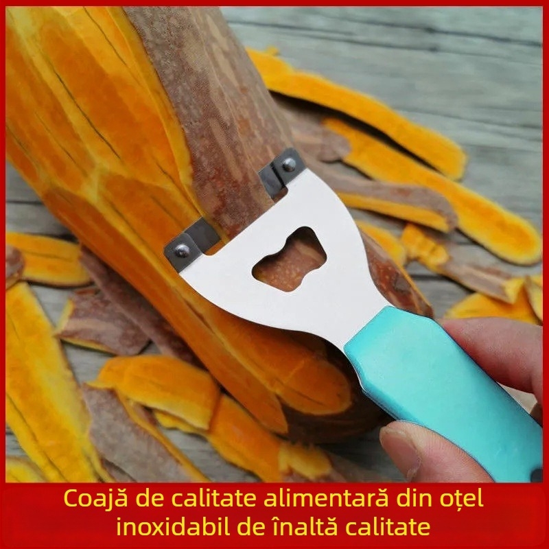 Cuțit de decojit din oțel inoxidabil, multifuncțional, cu feliator de pepene pentru bucătăria de acasă