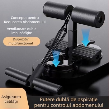 Dispozitiv pentru abdomen cu ventuze duble și funie de tracțiune – echipament de fitness pentru acasă