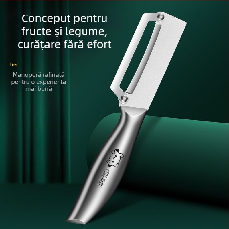 Unelte de bucătărie din oțel inoxidabil, două în unu: curățător de fructe multifuncțional și cuțit pentru trestia de zahăr
