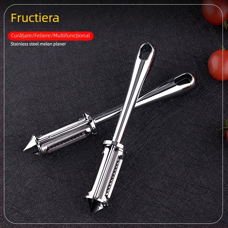 Un instrument de bucătărie multifuncțional: curățator de fructe, răzuitor de legume și cuțit pentru fructe