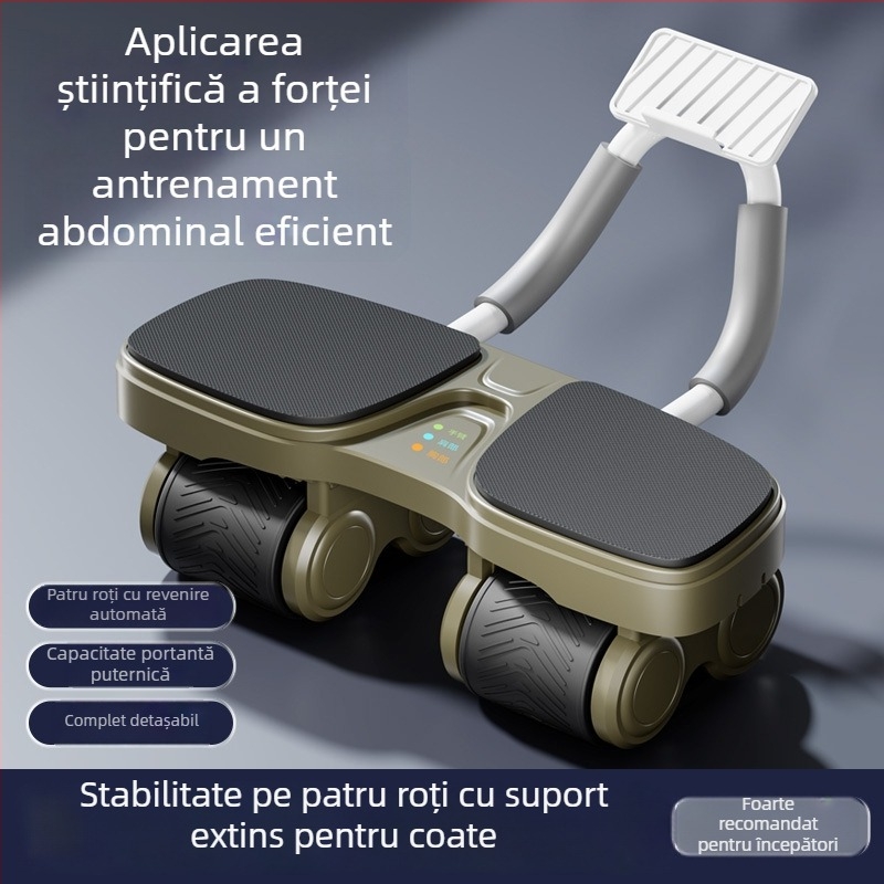 Roata abdominală cu patru roți, certificat KC, revenire automată – pentru bărbați și femei, echipament de fitness, suport pentru coate, definire abdomen