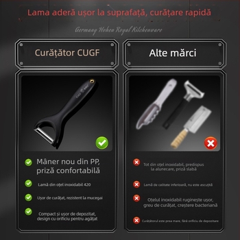 Curățător de legume și fructe multifuncțional, cu lamă din oțel inoxidabil — pentru cartofi, mere, pepeni și altele