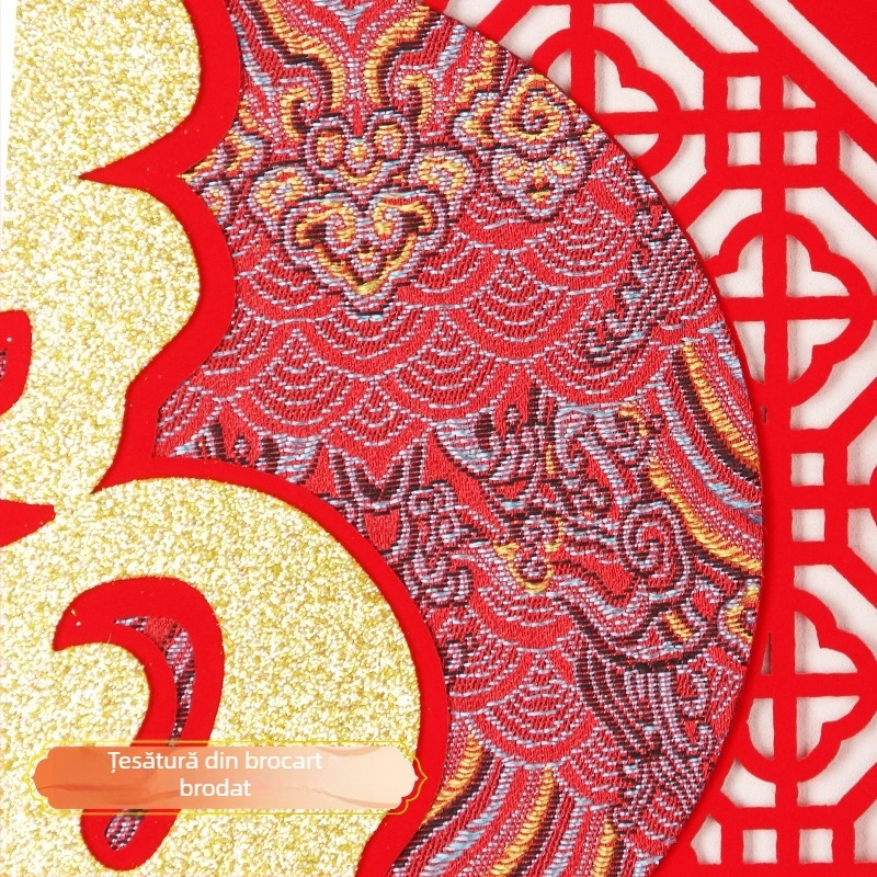 Ornamente de Anul Nou atârnate, brodate cu velur, pentru decor de scenă la Festivalul Primăverii, noduri chinezești cu simbolul norocului, Anul Calului