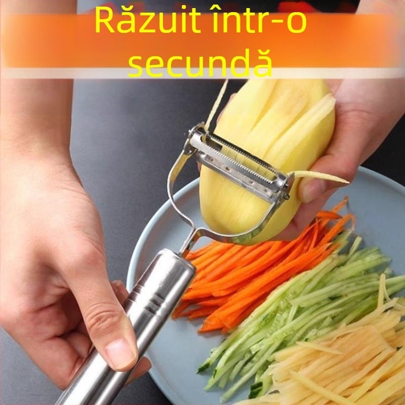 Unealtă de bucătărie din oțel inoxidabil, multifuncțională: răzuitor și curățitor pentru cartofi, morcovi, castraveți și ridichi