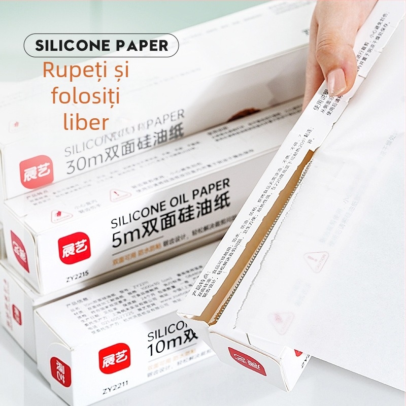 Hârtie de copt cu acoperire din silicon și folie de aluminiu, calitate alimentară, pentru cuptor și friteuză cu aer casnic