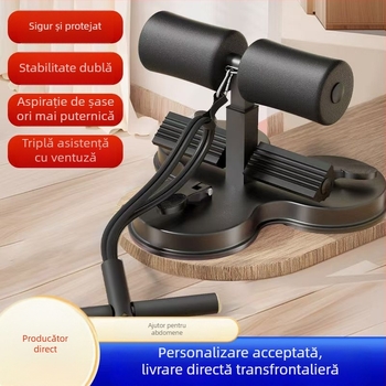 Dispozitiv de ajutor pentru abdomene, pentru uz casnic, cu bază de ventuză, talie și abdomen