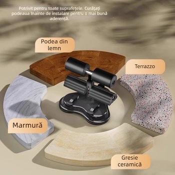 Dispozitiv de ajutor pentru abdomene, pentru uz casnic, cu bază de ventuză, talie și abdomen