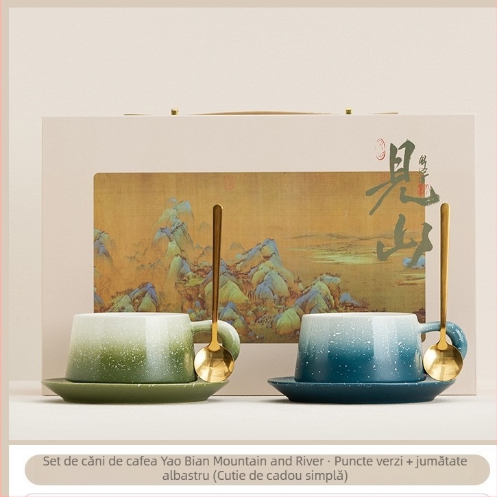 Set de căni ceramice pentru cafea cu farfurioare pentru cupluri – premium, elegante pentru latte art