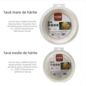 Fangcao Hârtie pentru Air Fryer cu Strat de Silicon, Cerc de Copt pentru Cuptor, Hârtie de Copt cu Barieră de Ulei