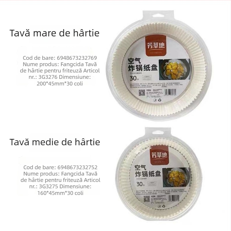 Fangcao Hârtie pentru Air Fryer cu Strat de Silicon, Cerc de Copt pentru Cuptor, Hârtie de Copt cu Barieră de Ulei