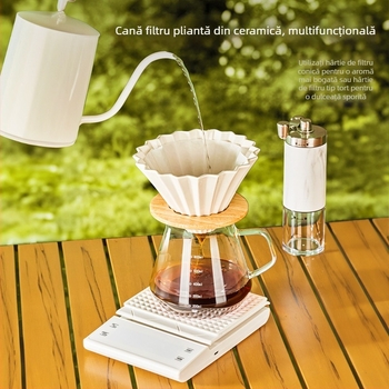 Set cafea pentru camping în aer liber, portabil, cu râșniță manuală și cutie de depozitare