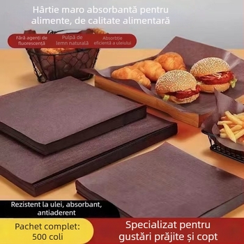 Hârtie maro groasă pentru absorbția uleiului, suport pentru alimente, potrivită pentru grătar și gustări prăjite