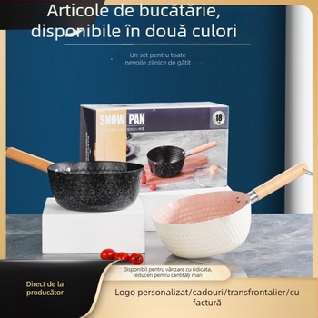 Tigaie japoneză cu piatră Maifan, antiaderentă, pentru uz casnic — vas pentru hrana bebelușilor, vas pentru tăiței, vas pentru lapte și mic vas pentru supă, compatibil cu inducția