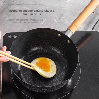 Tigaie japoneză cu piatră Maifan, antiaderentă, pentru uz casnic — vas pentru hrana bebelușilor, vas pentru tăiței, vas pentru lapte și mic vas pentru supă, compatibil cu inducția