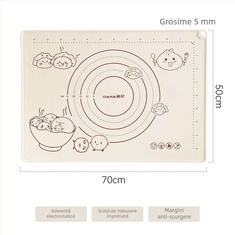 Tea Flower covoraș din silicon pentru frământat aluat, gros, din silicon de calitate alimentară, pentru întindere și coacere acasă