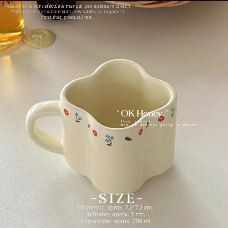 Set ceramic cești și farfurioare în stil Grădina de Primăvară – cești proaspete pentru mic dejun, uz casnic