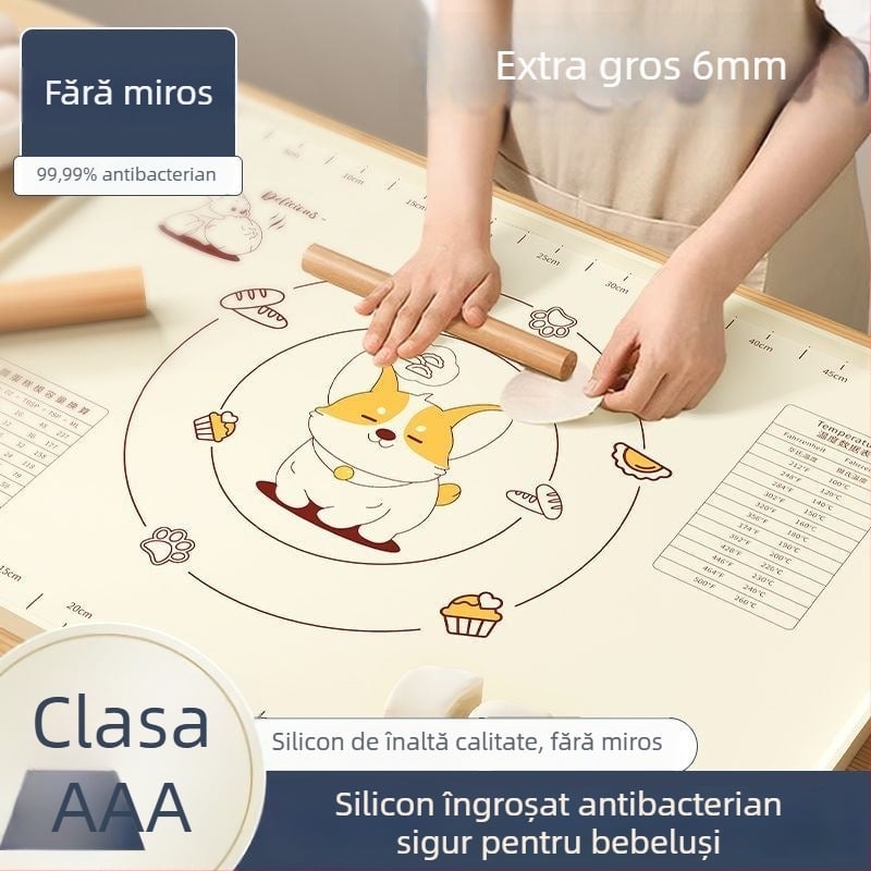 Covoraș din silicon pentru frământat, calitate alimentară, suprafață mai groasă, covoraș mare pentru întinderea aluatului în bucătărie