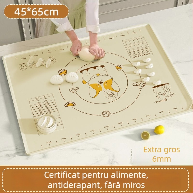 Covoraș din silicon pentru frământat, calitate alimentară, suprafață mai groasă, covoraș mare pentru întinderea aluatului în bucătărie
