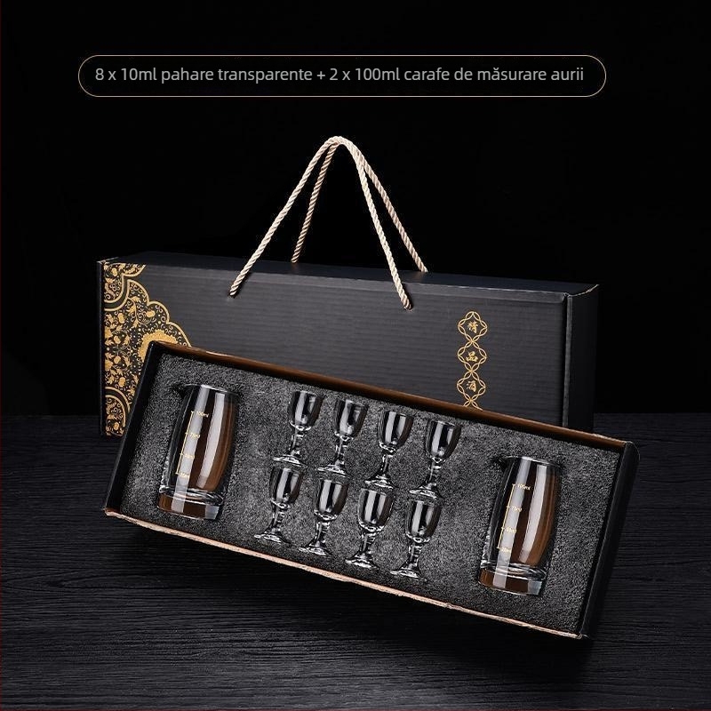 Set cadou de pahare din cristal fără plumb, stil chinezesc, pentru băuturi spirtoase, dimensiune mică