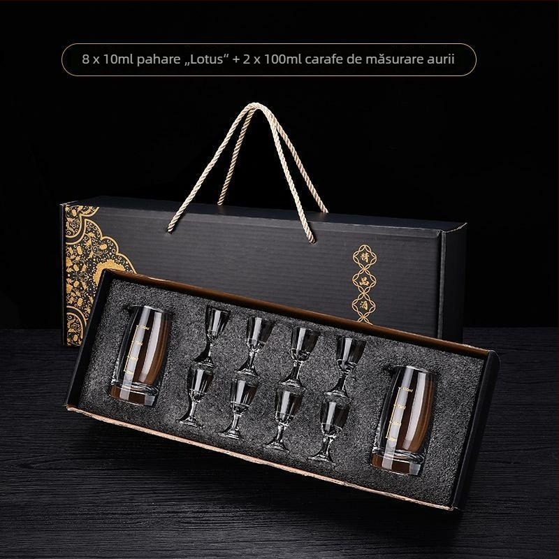 Set cadou de pahare din cristal fără plumb, stil chinezesc, pentru băuturi spirtoase, dimensiune mică