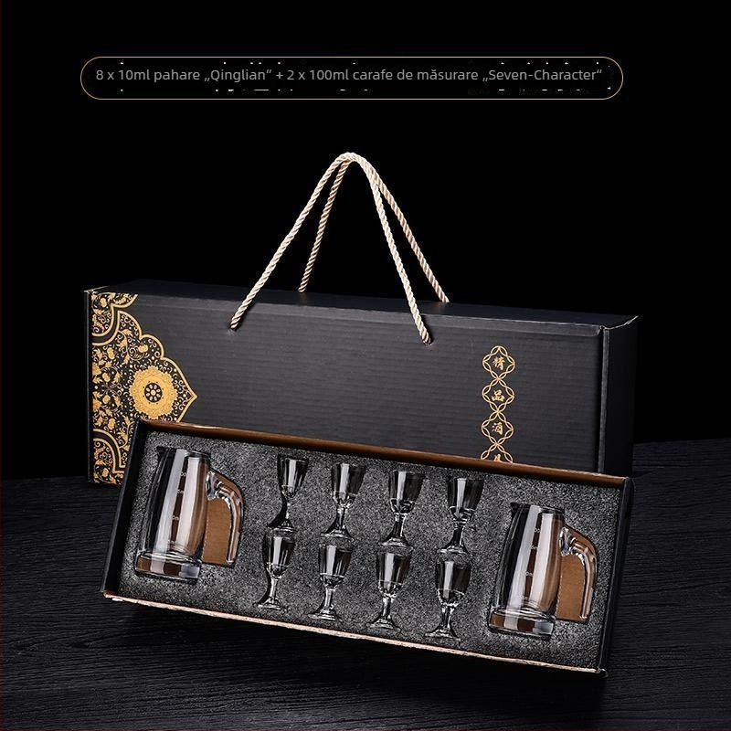 Set cadou de pahare din cristal fără plumb, stil chinezesc, pentru băuturi spirtoase, dimensiune mică