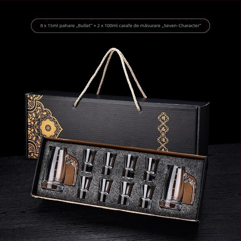 Set cadou de pahare din cristal fără plumb, stil chinezesc, pentru băuturi spirtoase, dimensiune mică