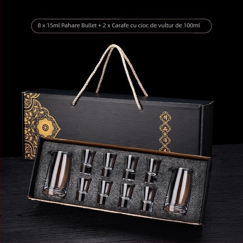 Set cadou de pahare din cristal fără plumb, stil chinezesc, pentru băuturi spirtoase, dimensiune mică