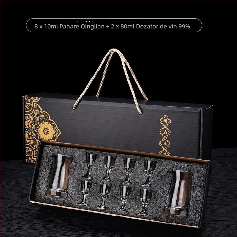 Set cadou de pahare din cristal fără plumb, stil chinezesc, pentru băuturi spirtoase, dimensiune mică