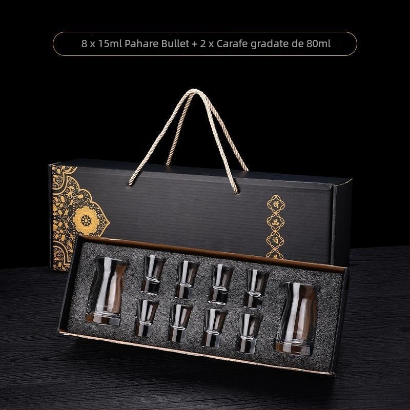 Set cadou de pahare din cristal fără plumb, stil chinezesc, pentru băuturi spirtoase, dimensiune mică