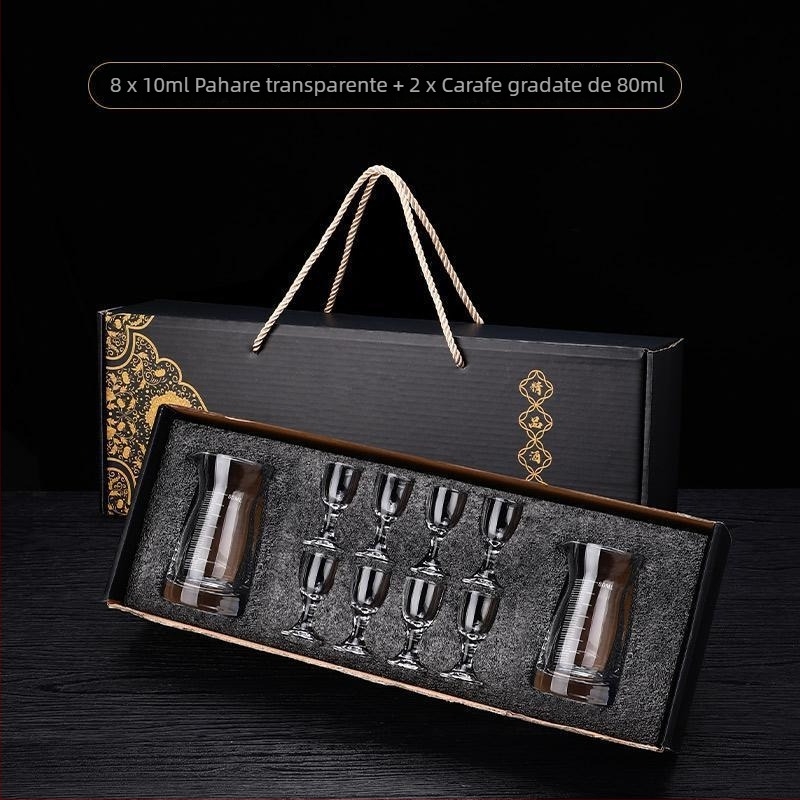 Set cadou de pahare din cristal fără plumb, stil chinezesc, pentru băuturi spirtoase, dimensiune mică