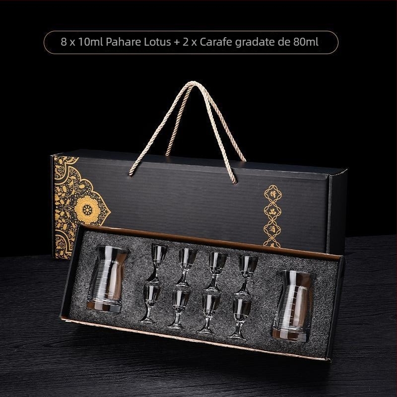 Set cadou de pahare din cristal fără plumb, stil chinezesc, pentru băuturi spirtoase, dimensiune mică