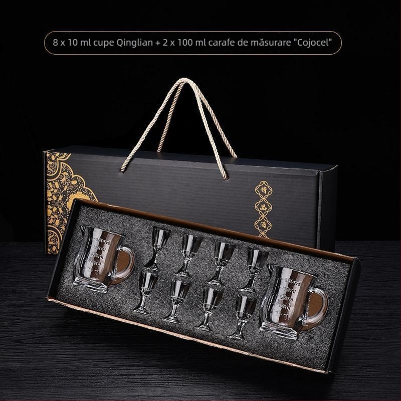 Set cadou de pahare din cristal fără plumb, stil chinezesc, pentru băuturi spirtoase, dimensiune mică