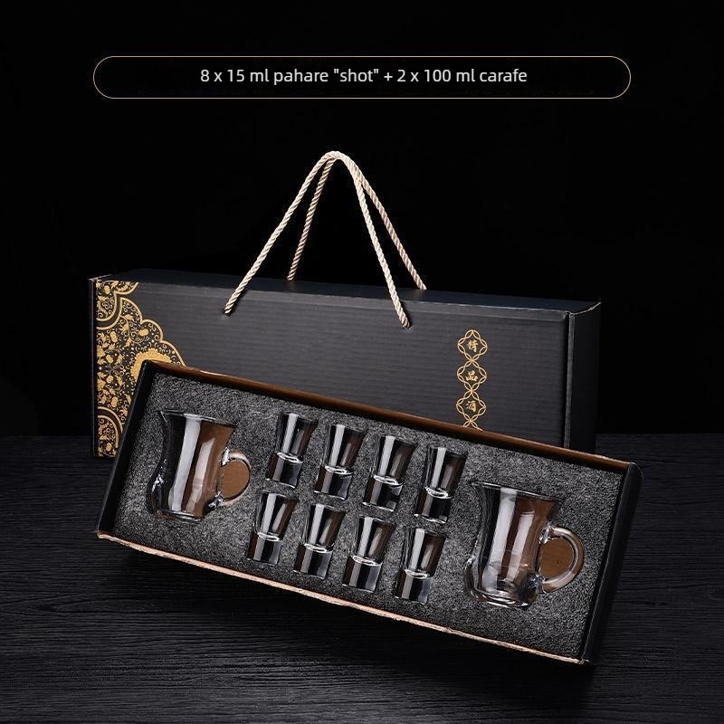 Set cadou de pahare din cristal fără plumb, stil chinezesc, pentru băuturi spirtoase, dimensiune mică