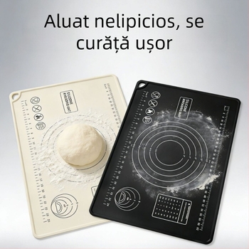 Covoraș din silicon pentru aluat, gros, 70×50 cm, cu marcaje de măsurare, pentru uz casnic