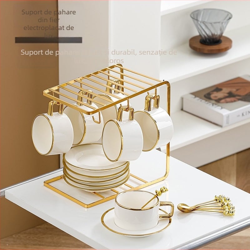 Set de cești de cafea din ceramică și farfurioare, în stil european, pentru uz casnic, design rafinat pentru ceaiul de după-amiază