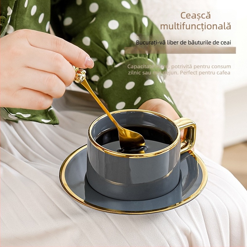 Set de cești de cafea din ceramică și farfurioare, în stil european, pentru uz casnic, design rafinat pentru ceaiul de după-amiază