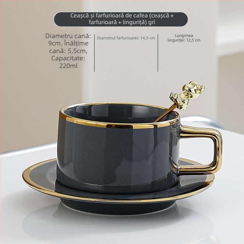 Set de cești de cafea din ceramică și farfurioare, în stil european, pentru uz casnic, design rafinat pentru ceaiul de după-amiază