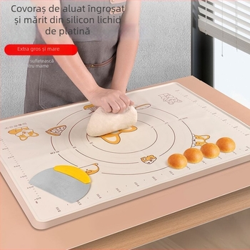 Covoraș de aluat din silicon, gros, pentru bucătărie, suprafață antiaderentă pentru frământat, întins și coacere