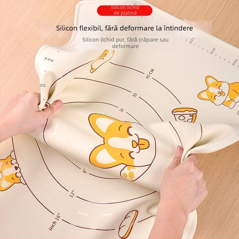 Covoraș de aluat din silicon, gros, pentru bucătărie, suprafață antiaderentă pentru frământat, întins și coacere