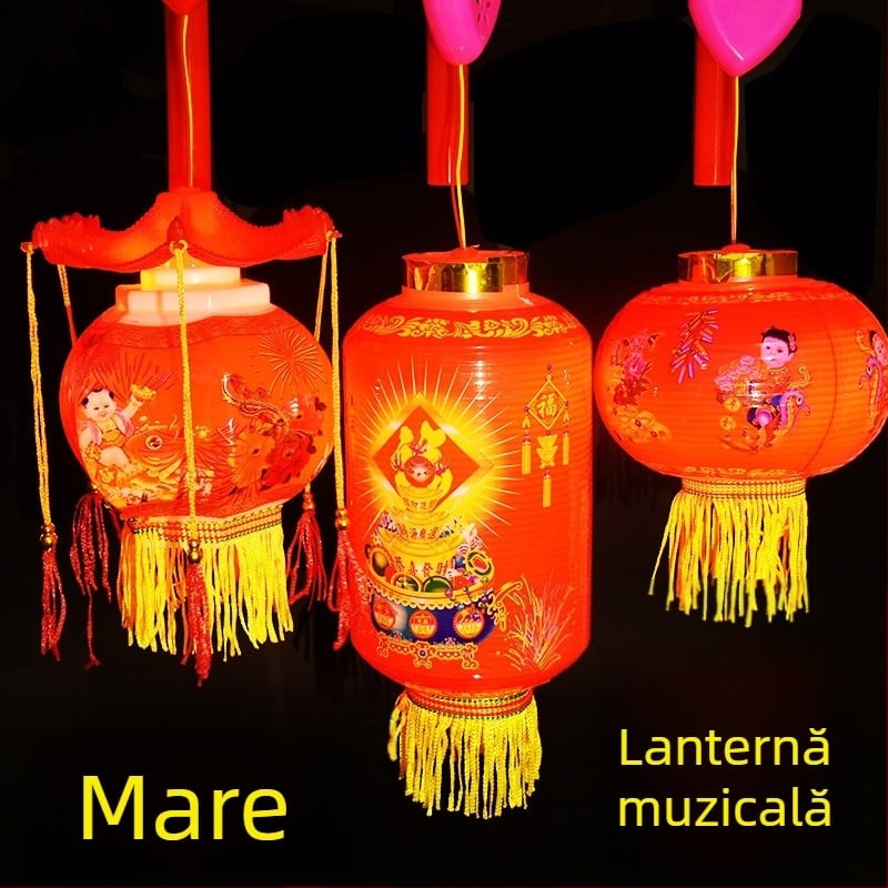 Felinar portabil luminos pentru decor interior – jucărie muzicală pentru copii, în stil antic de palat