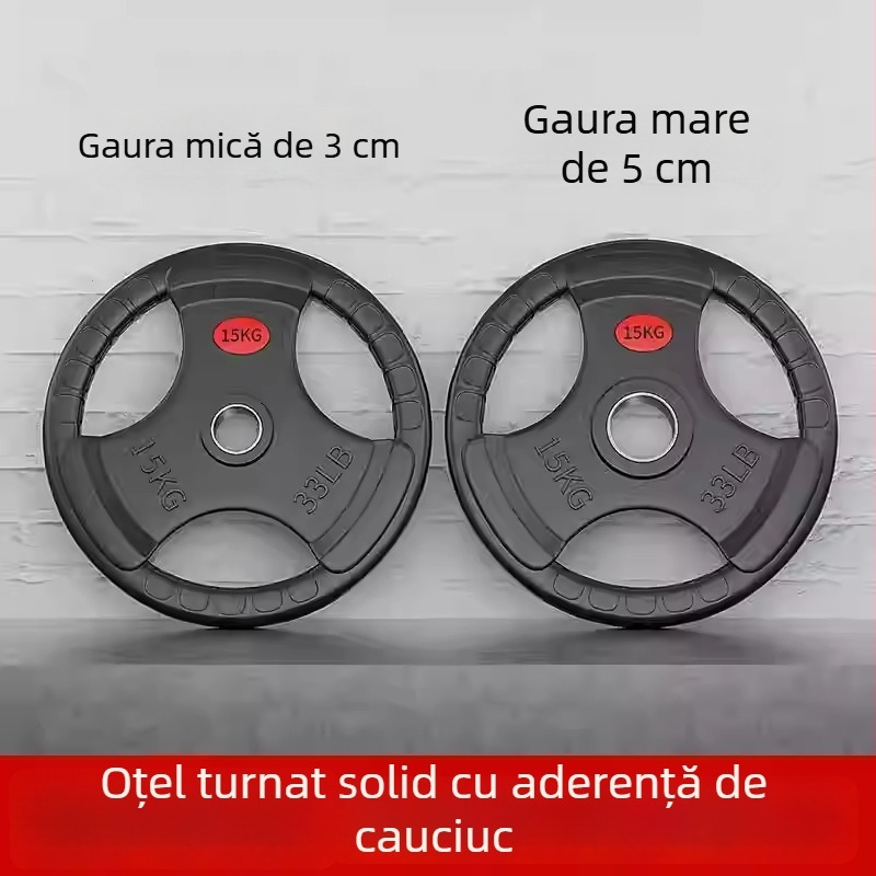 Discuri pentru bară, reglabile, cu cauciuc, cu trei găuri, pentru antrenament acasă