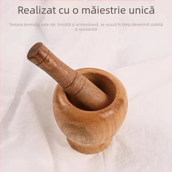 Moară de usturoi din lemn pentru uz casnic, design clasic, dispozitiv multifuncțional pentru usturoi și plante aromatice: presă de usturoi, zdrobitor, râșniță și curățător de usturoi.