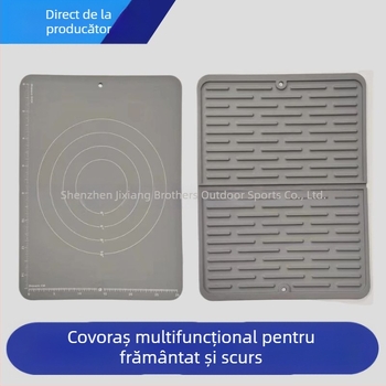 Covoraș pliabil din silicon pentru framantat aluatului, cu blat gros pentru coacere și suprafață antiaderentă pentru întindere, panou de drenaj alimentar