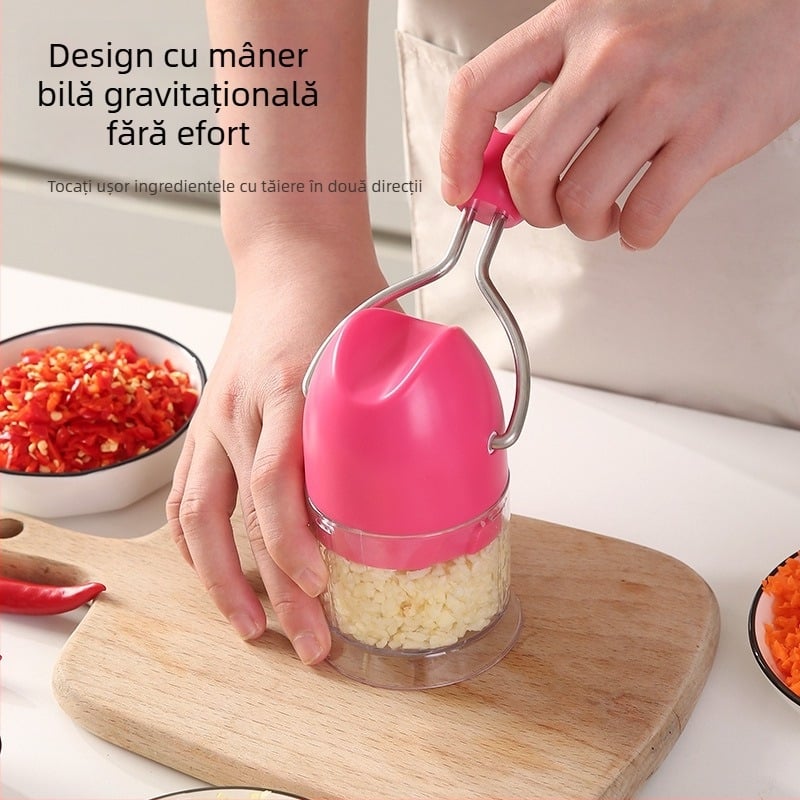 Presa manuală de usturoi, de dimensiune palmei, ușor de demontat și curățat
