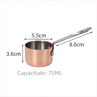 Set mini de vase din oțel inoxidabil: oală pentru lapte, oală pentru sos, oală pentru unt, oală pentru zahăr, placă de fier pentru gătit, piese suplimentare de bucătărie, cupe și linguri de măsură.