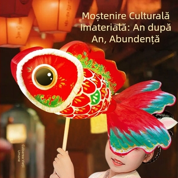 Mr. Toy Kit DIY pentru lanternă din hârtie cu temă pește – materiale pentru realizare manuală, lanternă portabilă pentru Festivalul de Primăvară