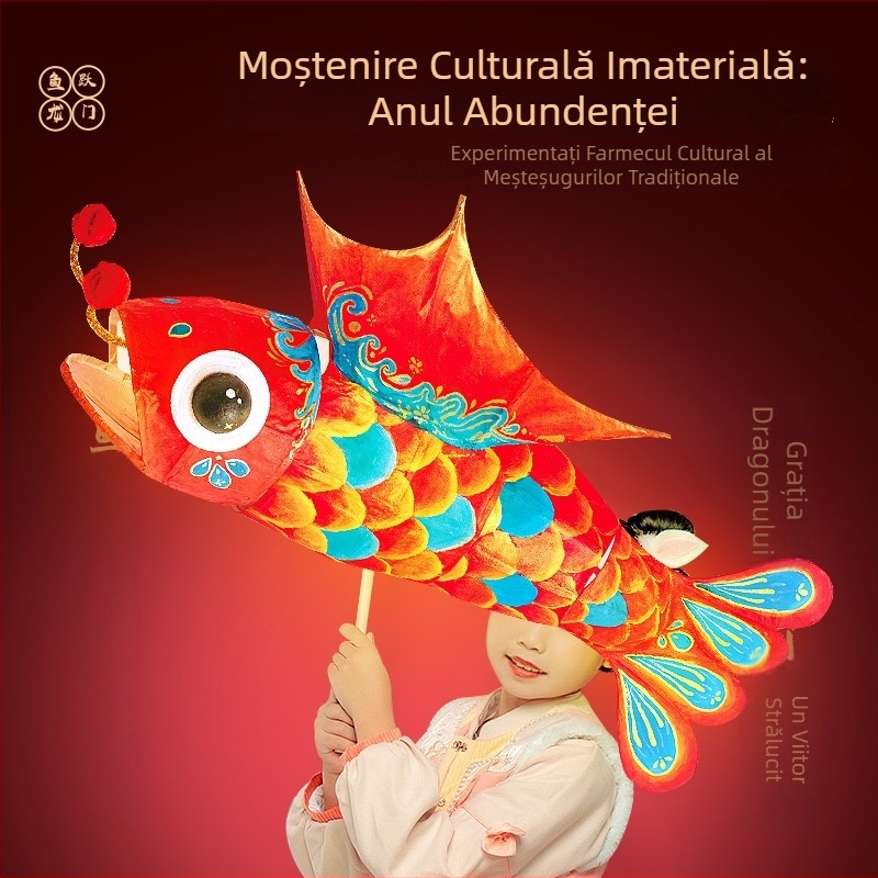 Mr. Toy Kit DIY pentru lanternă din hârtie cu temă pește – materiale pentru realizare manuală, lanternă portabilă pentru Festivalul de Primăvară